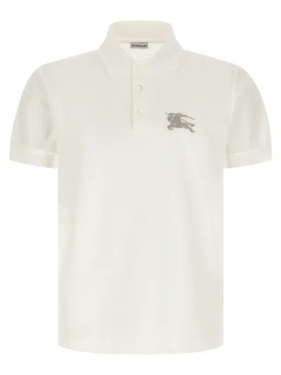 Burberry Polo Shirt Featuring Embroidery Ribbed Collar In White