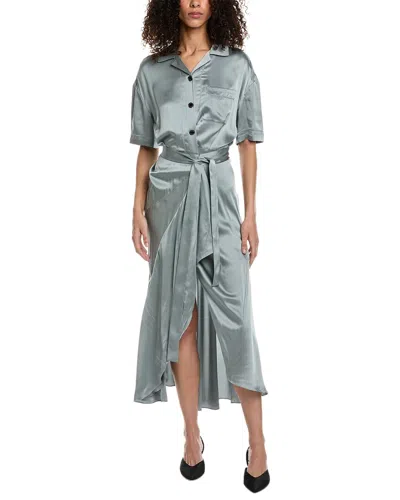 Burberry Emily Tie Waist Silk Dress In Blue