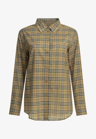 Burberry Emma Vintage Check Casual Shirt In Brown