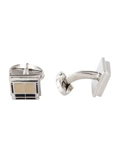 Pre-owned Burberry Enamel Check Squared Cufflinks