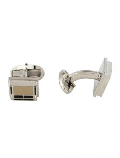 Pre-owned Burberry Enamel Check Squared Cufflinks