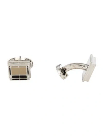 Pre-owned Burberry Enamel Check Squared Cufflinks