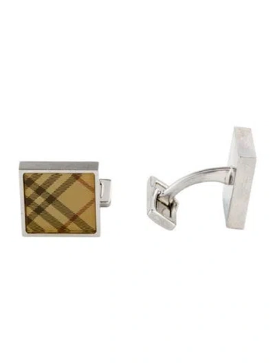 Pre-owned Burberry Enamel Pattern Cufflinks In Multi