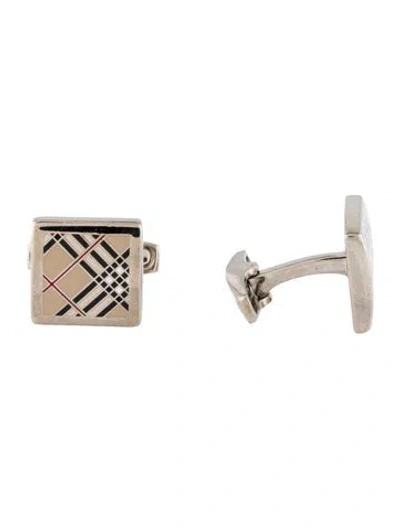 Pre-owned Burberry Enamel Pattern Cufflinks In Multi