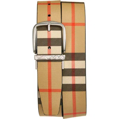 Burberry Engraved Buckle Reversible Belt In Brown