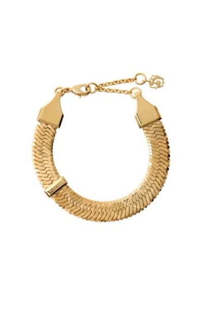 Burberry Engraved Check Bracelet In Gold