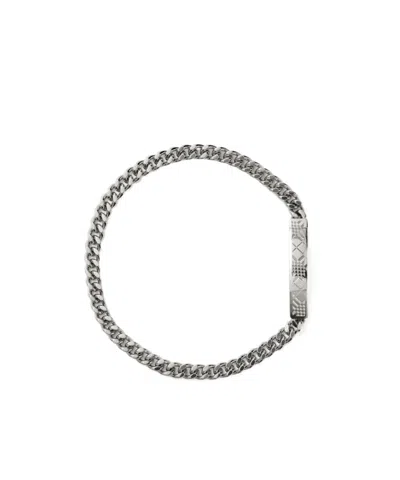 Burberry Engraved Check Chain Bracelet In Silver