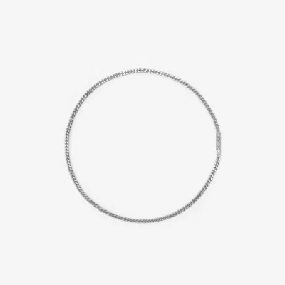 Burberry Engraved Check Chain Necklace In Silver