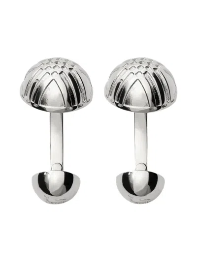 Burberry Engraved Check Cufflinks In Gray