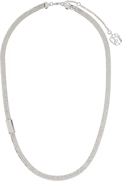 Burberry Engraved Check Necklace​ In Silver
