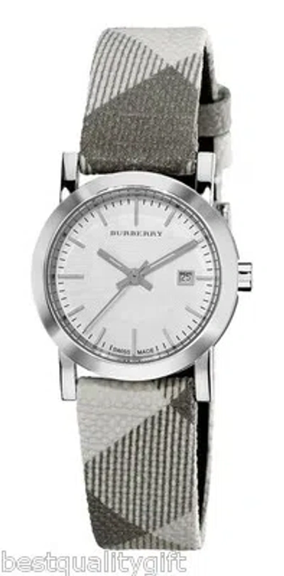 Pre-owned Burberry Engraved Dial Smoked Plaid Checked Signature Band Watch Bu1799-new