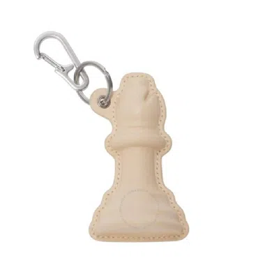 Burberry Engraved Logo Chess Leather Charm In Neutral