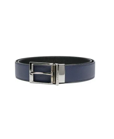 Burberry Engraved-logo Leather Belt In Black