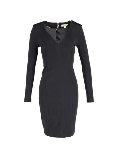 Pre-owned Burberry Epaulette V-neck Dress In Black