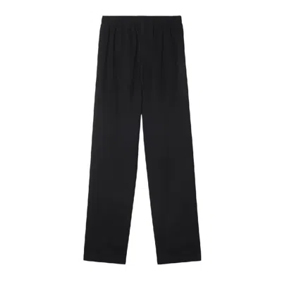 Burberry Equestrian Knight Cotton Trousers In Black