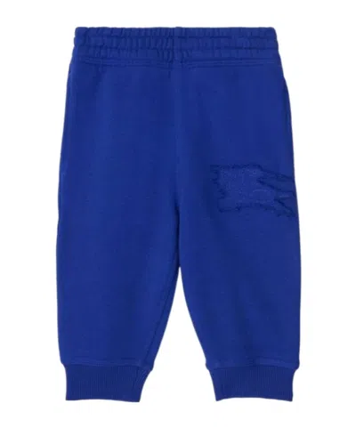 Burberry Equestrian Knight-appliqué Cotton Track Pants In Blue