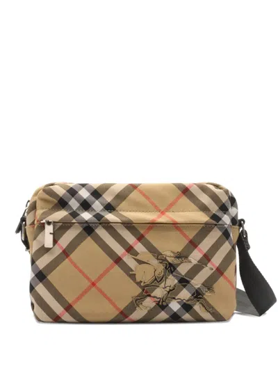 Burberry Small Canvas Check Cross-body Bag In Neutral