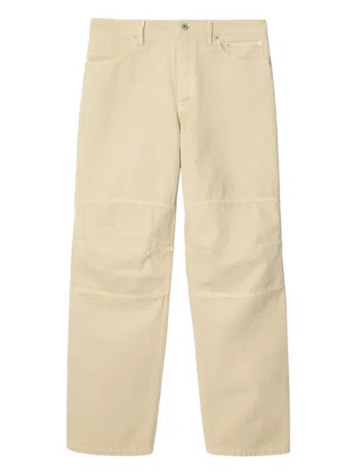 Burberry Equestrian Knight Canvas Trousers In Neutral