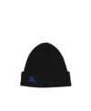 Burberry Black Beanie With Embroidered Ekd Logo On The Front In Cashmere In Black