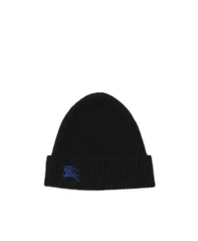 BURBERRY BURBERRY EQUESTRIAN KNIGHT LOGO EMBROIDERED RIBBED-KNIT BEANIE