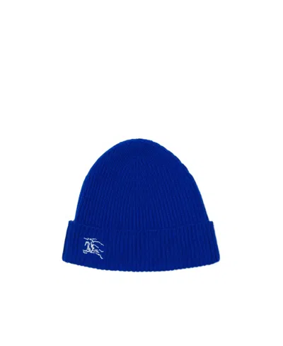 Burberry Equestrian Knight Cashmere Beanie In Blue