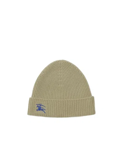 BURBERRY BURBERRY	LOGO EMBROIDERED RIBBED-KNIT BEANIE
