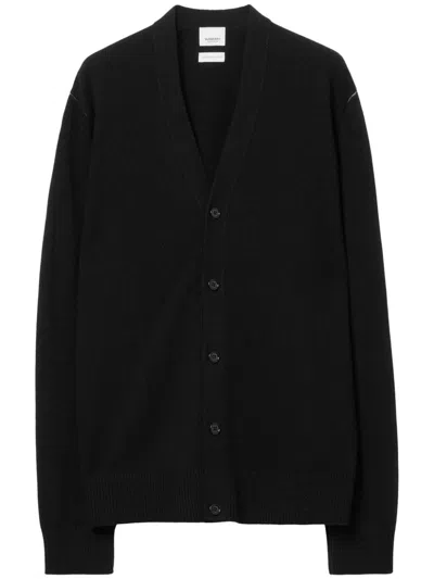 Burberry Equestrian-knight Cashmere Cardigan In Black