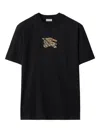 Burberry Equestrian Knight-check Cotton T-shirt In Black