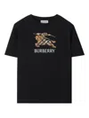 Burberry Ekd Check Cotton T-shirt In Black