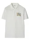 Burberry Equestrian Knight-check Polo Shirt In White