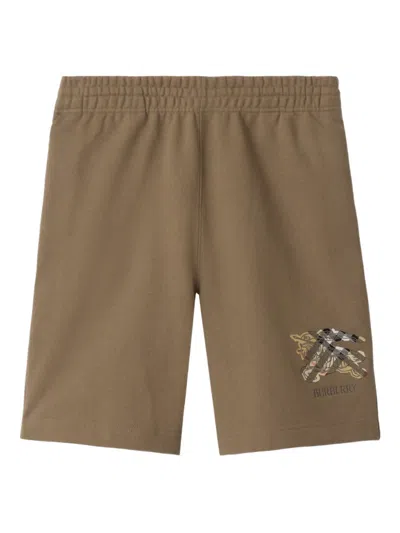 Burberry Equestrian-knight Check Shorts In Brown