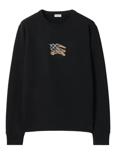 Burberry Equestrian-knight Check Sweatshirt In Black