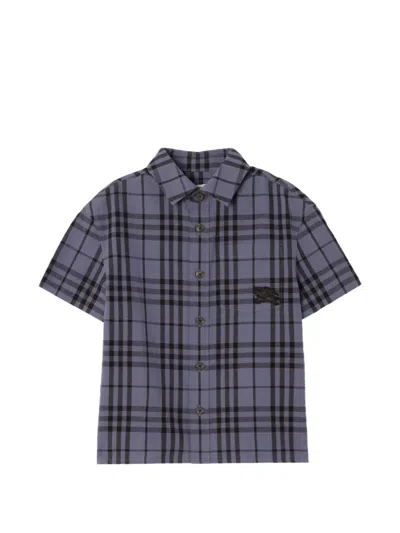 Burberry Kids' Kariertes Hemd Mit Equestrian Knight In White