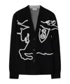 Burberry Equestrian Knight Cotton-blend Cardigan In Black