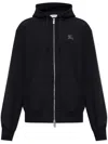Burberry Check Trim Zip-up Drawstring Hoodie In Schwarz
