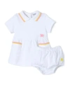 Burberry Equestrian Knight Cotton Polo Dress In White