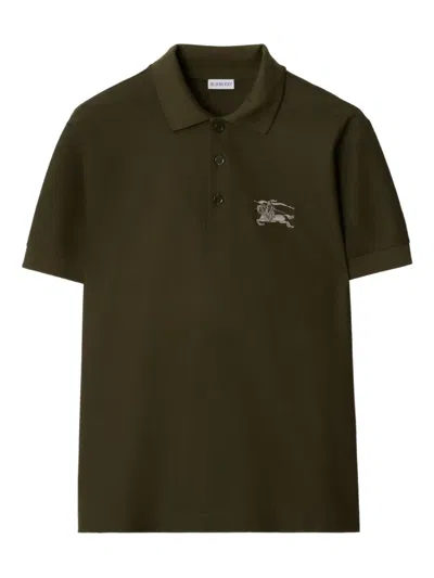 Burberry Equestrian Knight Cotton Polo Shirt In Green