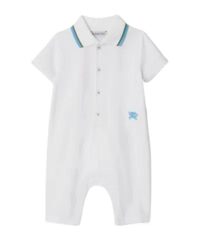 Burberry Equestrian Knight Cotton Romper In White