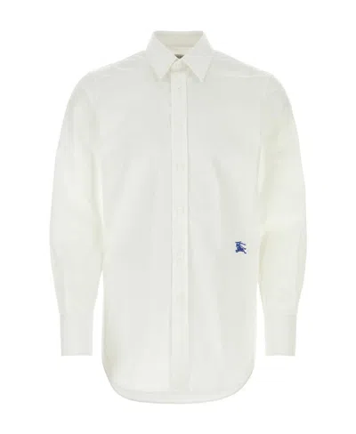Burberry Equestrian Knight-motif Cotton Shirt In White