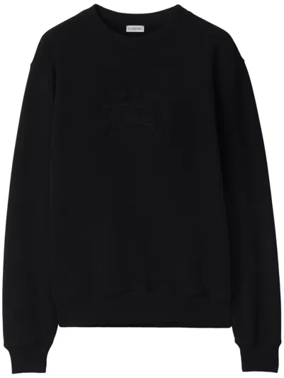 Burberry Logo-embroidered Pullover Sweatshirt In Black