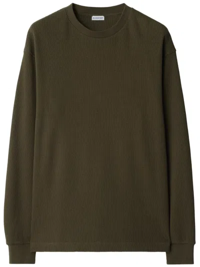 Burberry Equestrian Knight Cotton Sweatshirt In Green