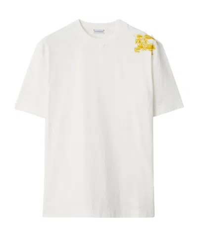 Burberry Equestrian Knight Cotton T-shirt In White