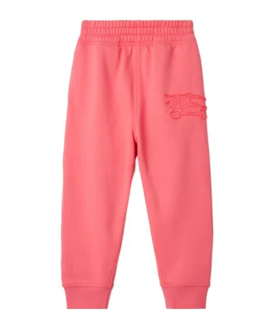 Burberry Equestrian Knight Cotton Track Pants In Pink