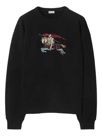 Burberry Equestrian-knight Crew-neck Sweatshirt In Black