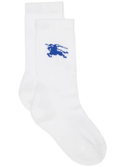 Burberry Equestrian Knight Crew Socks In White