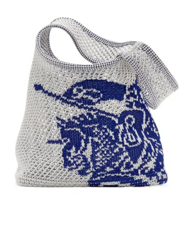 Burberry Equestrian Knight Crochet-knit Bag In White