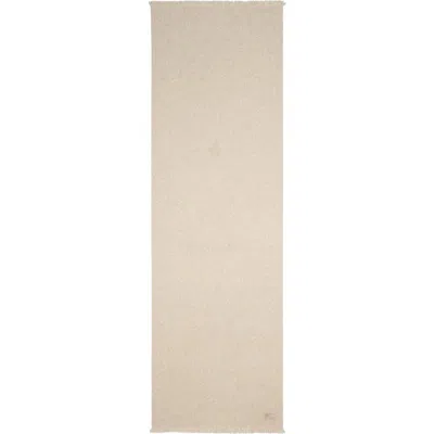 Burberry Equestrian Knight Design Cashmere Fringe Scarf In Alabaster