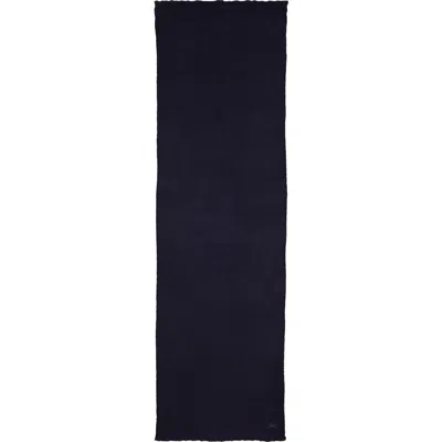 Burberry Equestrian Knight Design Cashmere Fringe Scarf In Midnight