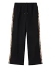 Burberry Jodie Checked Cotton-jersey Straight-leg Track Pants In Black