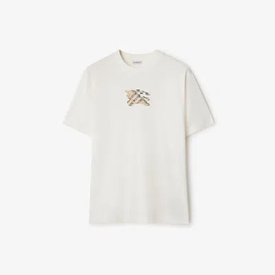 Burberry Equestrian Knight Design Cotton T-shirt In White